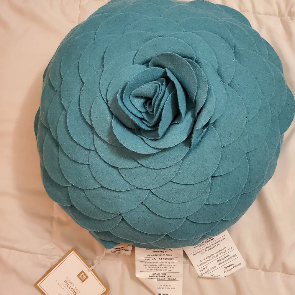 Pottery Barn Teen Flora Felt Pillow - Pool (teal)